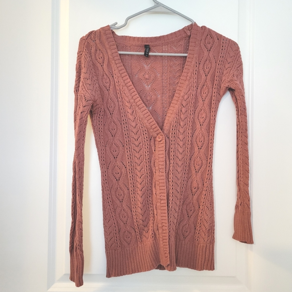 Pink light cardigan:tillys brand tends to run smal